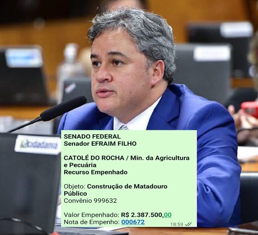 Efraim anuncia e garante mais de R$ 2 milhões para construção de Matadouro Público em Catolé do Rocha